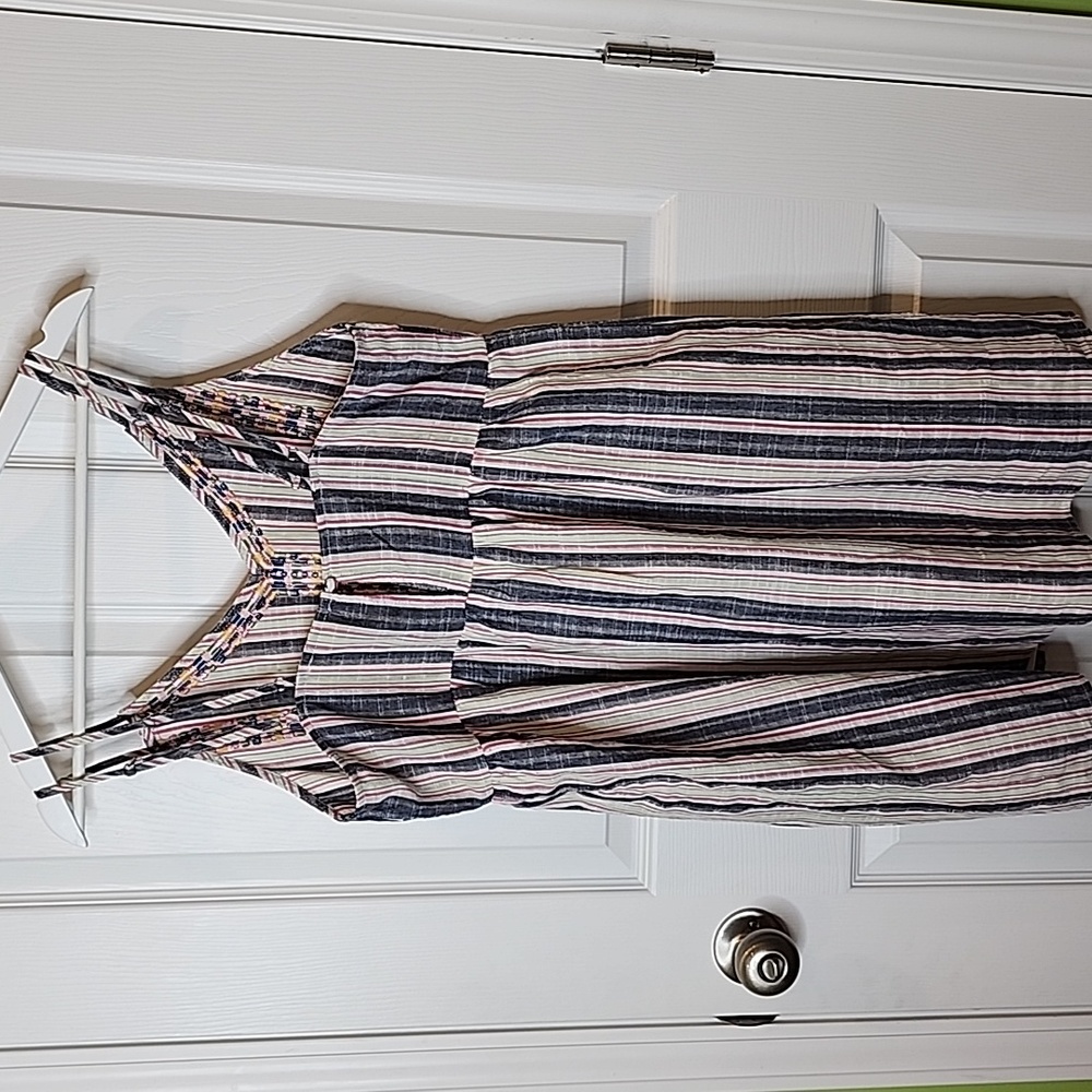 Savanna Jane Embroidered Babydoll Cami Striped Mini Dress, Size Small - Picture 2 of 9